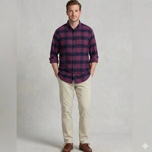 14th & Union NWT Trim Fit Long Sleeve Flannel Plaid Button Down Shirt Large